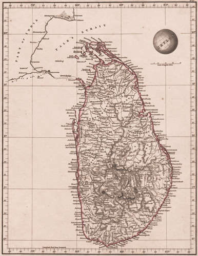 Ceylon antique map 1825